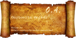 Osztovits Anikó névjegykártya